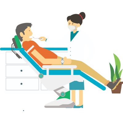 Dentist giving man exam